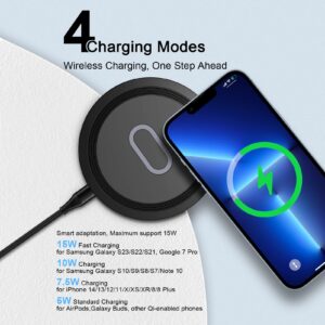 Wireless Charging Pad,15W Fast Samsung Wireless Charger Station Compatible Galaxy S24 S23 FE Ultra S22 S21 FE S20 S10 Note 20 10 Z Fold 5,Google Pixel 8 Pro 7A 7 Pro 6 5,iPhone 15 14 13 12 11 Pro Max