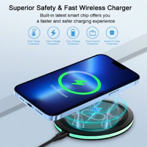 Wireless Charging Pad,15W Fast Samsung Wireless Charger Station Compatible Galaxy S24 S23 FE Ultra S22 S21 FE S20 S10 Note 20 10 Z Fold 5,Google Pixel 8 Pro 7A 7 Pro 6 5,iPhone 15 14 13 12 11 Pro Max