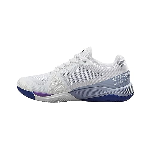 WILSON Women's Rush Pro 4.0 Sneaker, White/Eventide/Royal Lilac, 8.5