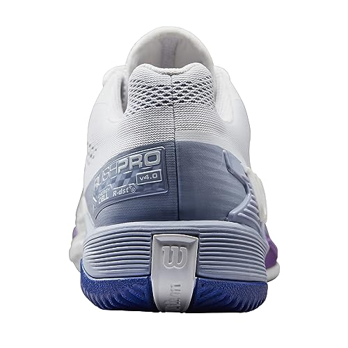 WILSON Women's Rush Pro 4.0 Sneaker, White/Eventide/Royal Lilac, 8.5