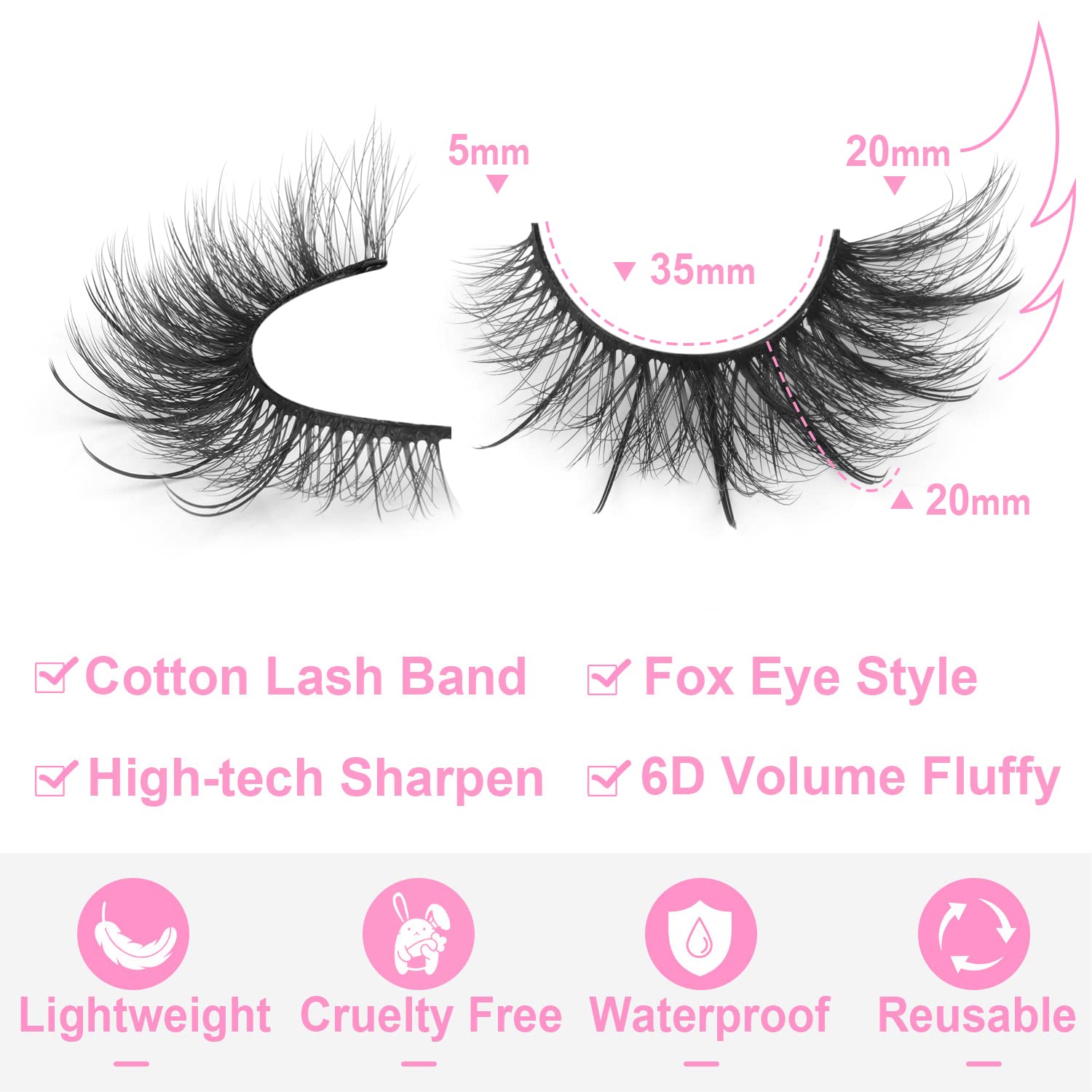 Fox Eye Lashes Wispy Faux Mink Lashes Fluffy Fairy Cat Eye Lashes That Look Like Extensions Spiky Fake Eyelashes Natural Look