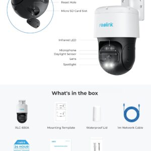 REOLINK RLC-830A - 4K PTZ PoE Camera System, Outdoor IP Security Camera, 355° Pan & 90° Tilt, Smart Detection, Auto-Tracking,Secured Local Storage, Color Night Vision