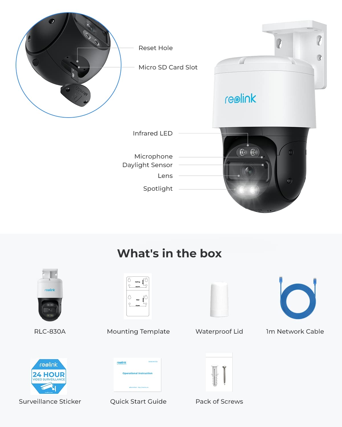 REOLINK RLC-830A - 4K PTZ PoE Camera System, Outdoor IP Security Camera, 355° Pan & 90° Tilt, Smart Detection, Auto-Tracking,Secured Local Storage, Color Night Vision