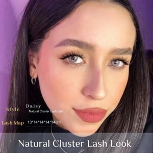 Obeyalash Natural Lash Clusters Wispy Lash Clusters Fluffy Lash Extensions C Curl 8-14mm Lash Clusters Natural Look DIY Eye Individual Lash Fox Eye False Lashes for Beginners At Home Soft Thin Band