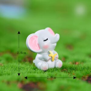 MAOMIA 12 Pcs Lovely Elephant Figure Animal Toys Set Cake Topper, Micro Landscape Decor Fairy Garden Miniature Elephant Figurines Collection Playset for Christmas Birthday Gift Desk Decorations