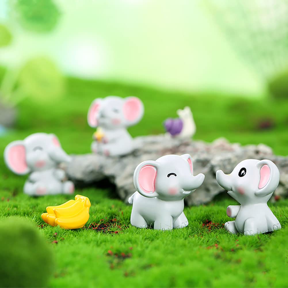 MAOMIA 12 Pcs Lovely Elephant Figure Animal Toys Set Cake Topper, Micro Landscape Decor Fairy Garden Miniature Elephant Figurines Collection Playset for Christmas Birthday Gift Desk Decorations