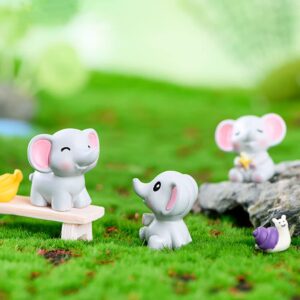 MAOMIA 12 Pcs Lovely Elephant Figure Animal Toys Set Cake Topper, Micro Landscape Decor Fairy Garden Miniature Elephant Figurines Collection Playset for Christmas Birthday Gift Desk Decorations