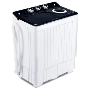 portable washing machine 26lbs capacity washer and dryer combo compact twin tub laundry washer(18lbs) & spinner(8lbs) with built-in gravity drain for apartment,dorms,rv camping, black