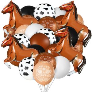 hungdao western horse balloons set, 52 pcs cowboy party decorations bandana latex balloons for baby shower birthday arch garland, black brown series