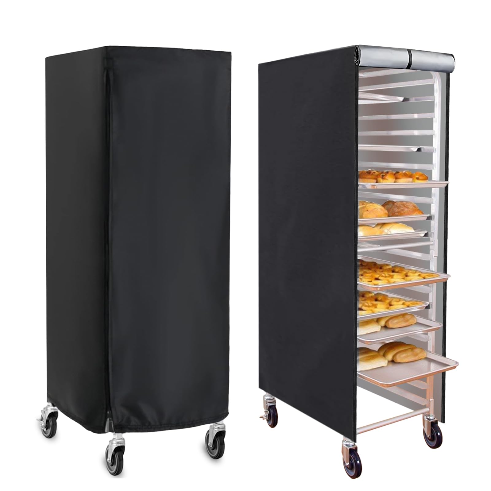 POMER Bread Rack Cover, High Density Waterproof and Dustproof Pan Rack Cover, Bakery Single Rack Covers for 20-Tier Kitchen Bun Pan Sheet Rack - 23" L x 28" W x 64" H