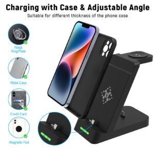 3 in 1 Charging Station for Apple Devices,Multiple Products Charger Dock Stand Adapter for iPhone14/13/12/11/X/8/7,Airpods Pro/3/2/1,Wireless Charger for iWatch Ultra 2/Ultra/9/8/7/6/SE/5/4/3/2 Black