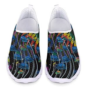 wideasale galaxy psychedelic mushroom printed casual slip on hiking water shoes for women casual summer lightweight outdoor sports sneakers comfort quick dry aqua shoes beach sports,size 8.5