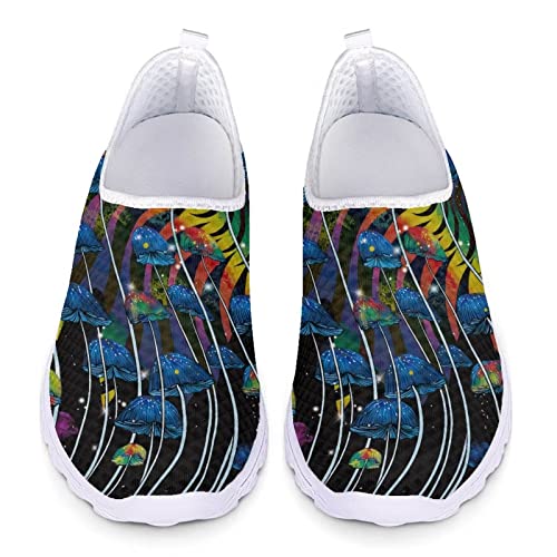 Wideasale Galaxy Psychedelic Mushroom Printed Casual Slip On Hiking Water Shoes for Women Casual Summer Lightweight Outdoor Sports Sneakers Comfort Quick Dry Aqua Shoes Beach Sports,Size 8.5