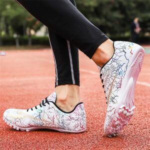 Angugu Track and Field Spikes Shoes for Women Racing Jumping Sprint Sneakers Men Youth Boys Girls Professional Running Training Athletic Shoes