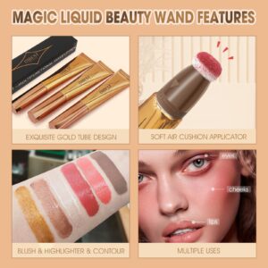 LSxia Liquid Contour Beauty Wand, Cream Liquid Contour Stick Matte Bronzer Stick with Cushion Applicator, Lightweight Blendable, Long Lasting Silky Liquid Face Shaping & Contouring Stick | 1# Contour Grey brown