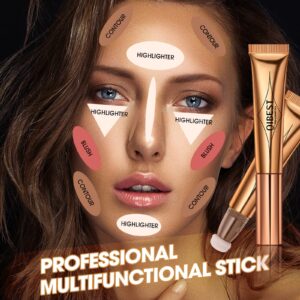 LSxia Liquid Contour Beauty Wand, Cream Liquid Contour Stick Matte Bronzer Stick with Cushion Applicator, Lightweight Blendable, Long Lasting Silky Liquid Face Shaping & Contouring Stick | 1# Contour Grey brown