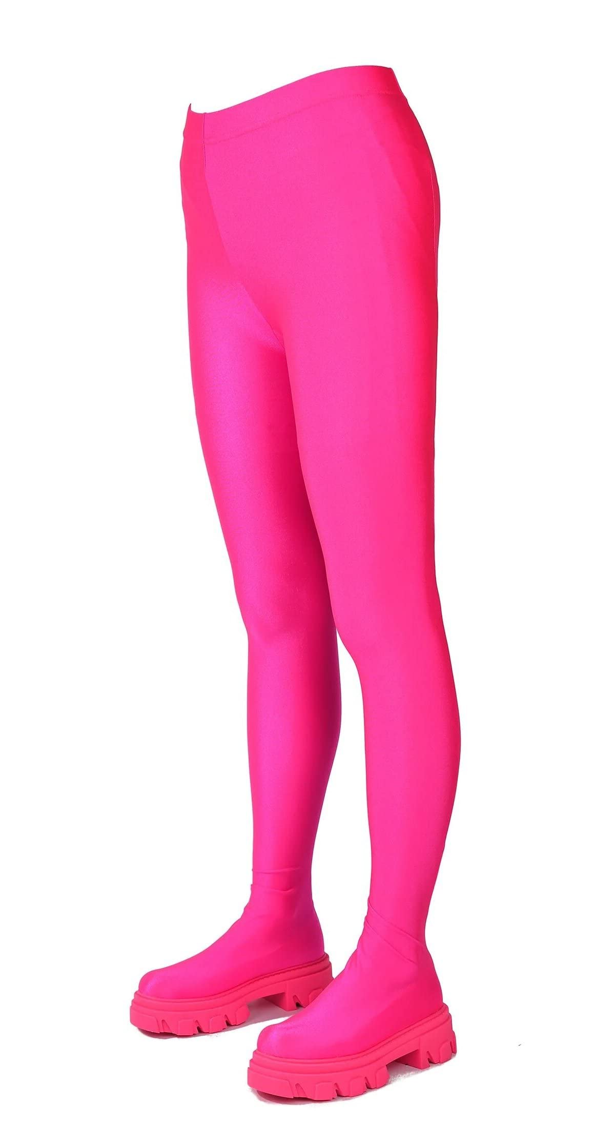 Cape Robbin Devons Pants Chunky Lug Sole Rounded Toe Pull On Lycra Legging Boots (Pink, 10)