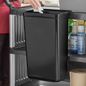 TrueCraftware Refuse Bin for Utility/Bussing Cart 13" x 9-1/14" x 22" Black Color- Wastebasket Trash Can Plastic Restaurant Tub Fits Rolling Utility Cart Attachable