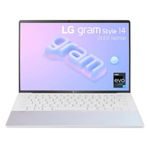 lg gram style 14” oled laptop, intel 13th gen core i7 evo platform, windows 11 home, 32gb ram, 1tb ssd, dynamic white