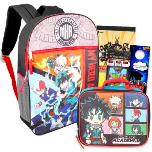 action comics my hero academia backpack with lunch box set - bundle with my hero academia backpack, lunch box, stickers, phone wallet, more | my hero academia backpack for school