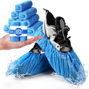 120 pcs shoe covers disposable non slip, waterproof, recyclable shoe booties, larger fit - all sizes up to 13 us men - shoe covers for indoors
