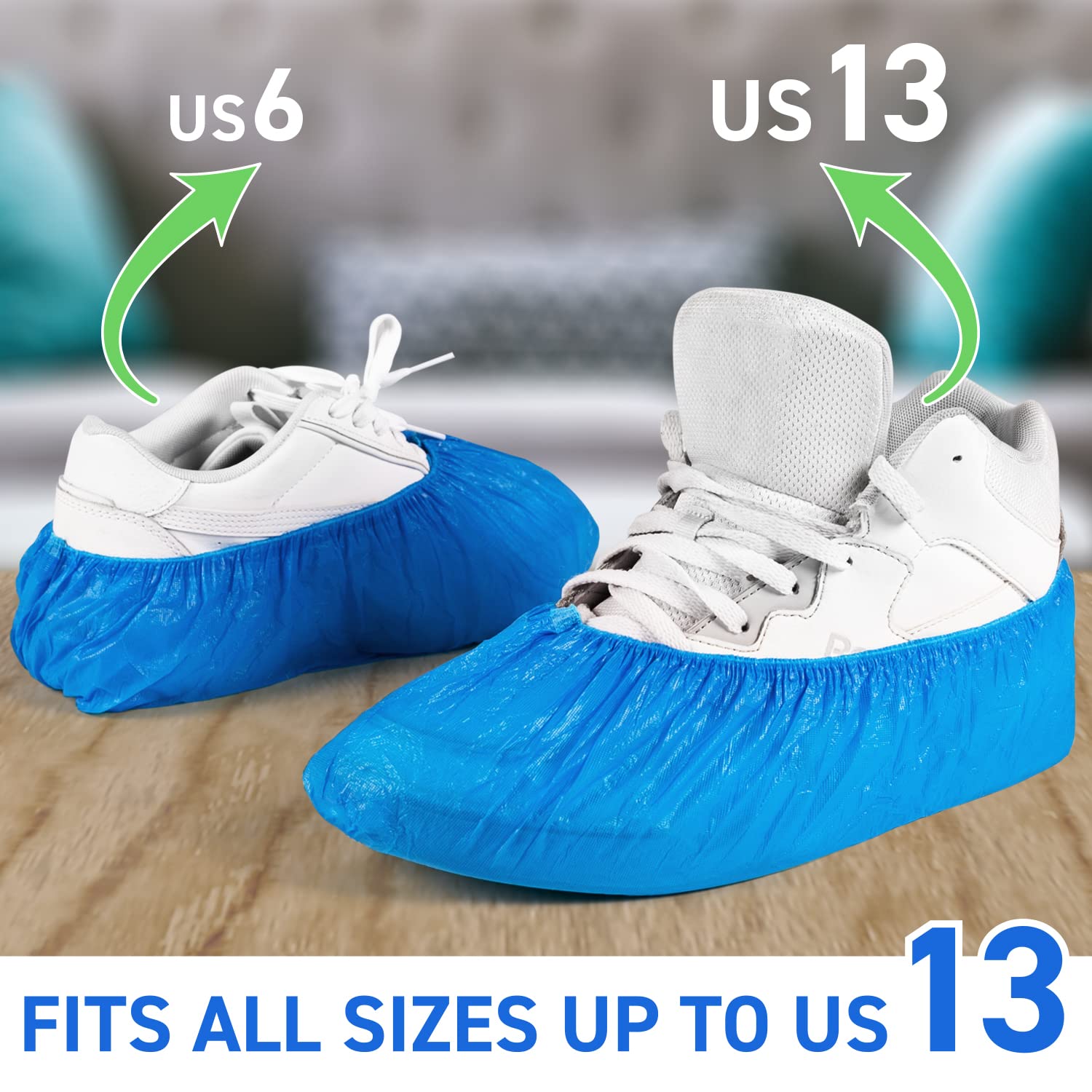 120 PCS Shoe Covers Disposable Non Slip, Waterproof, Recyclable Shoe Booties, Larger Fit - All Sizes Up To 13 US Men - shoe covers for indoors