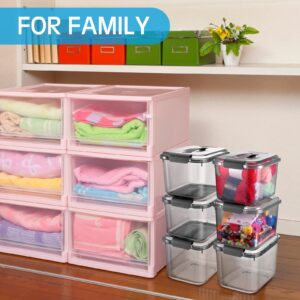 12 Pcs 5.5 Quart Clear Latch Storage Box Clear Black Latch Bins with Lids and Handles Plastic Lidded Storage Containers for Organizing Stackable Small Totes Storage Tubs for Home Toy Organizer