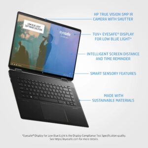 HP Newest Spectre Touch x360 16 Premium 2-in-1 Laptop in Nocturne Blue Intel i7-11390H Quad Core up to 5.0GHz 16GB RAM 512GB SSD 16in 3K+ Iris XE Graphics (16-EF000-Renewed)