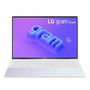 lg gram style 16” oled laptop, intel 13th gen core i7 evo platform, windows 11 home, 16gb ram, 1tb ssd, dynamic white