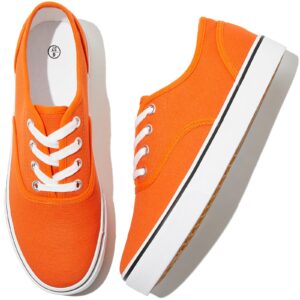 womens canvas shoes low cut canvas sneakers walking running shoes(orange,us10)