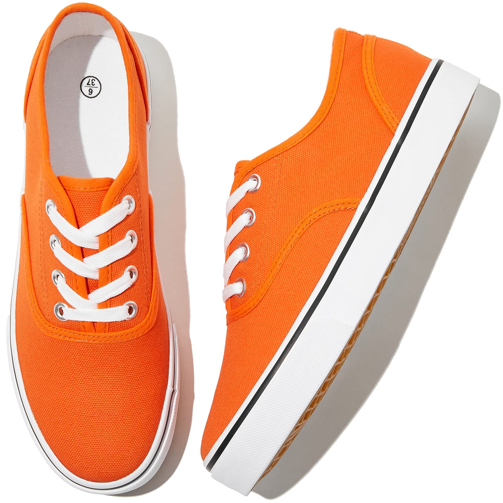 Womens Canvas Shoes Low Cut Canvas Sneakers Walking Running Shoes(Orange,us10)