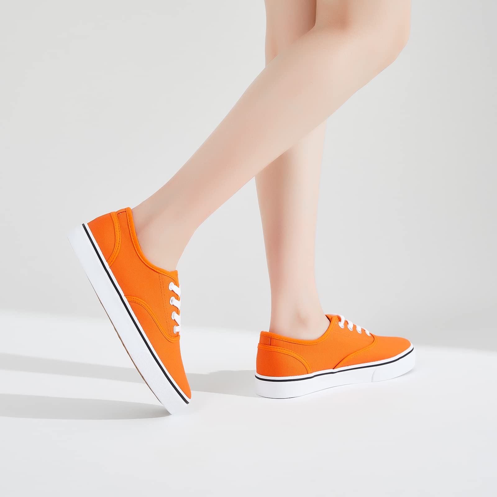 Womens Canvas Shoes Low Cut Canvas Sneakers Walking Running Shoes(Orange,us10)