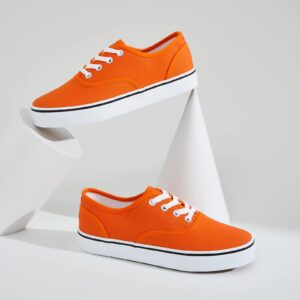 Womens Canvas Shoes Low Cut Canvas Sneakers Walking Running Shoes(Orange,us10)