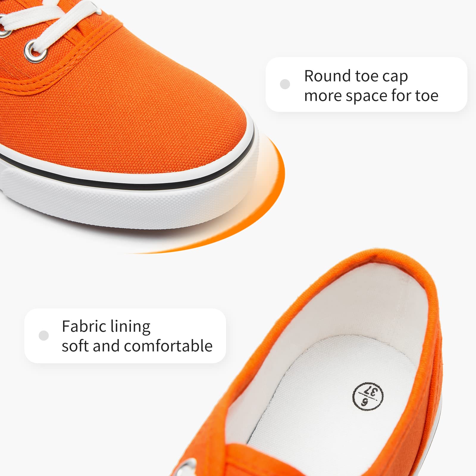 Womens Canvas Shoes Low Cut Canvas Sneakers Walking Running Shoes(Orange,us10)