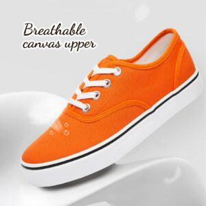 Womens Canvas Shoes Low Cut Canvas Sneakers Walking Running Shoes(Orange,us10)