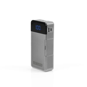 limitless totalcharge portable power bank & wall charger with built-in charging cables (gray)