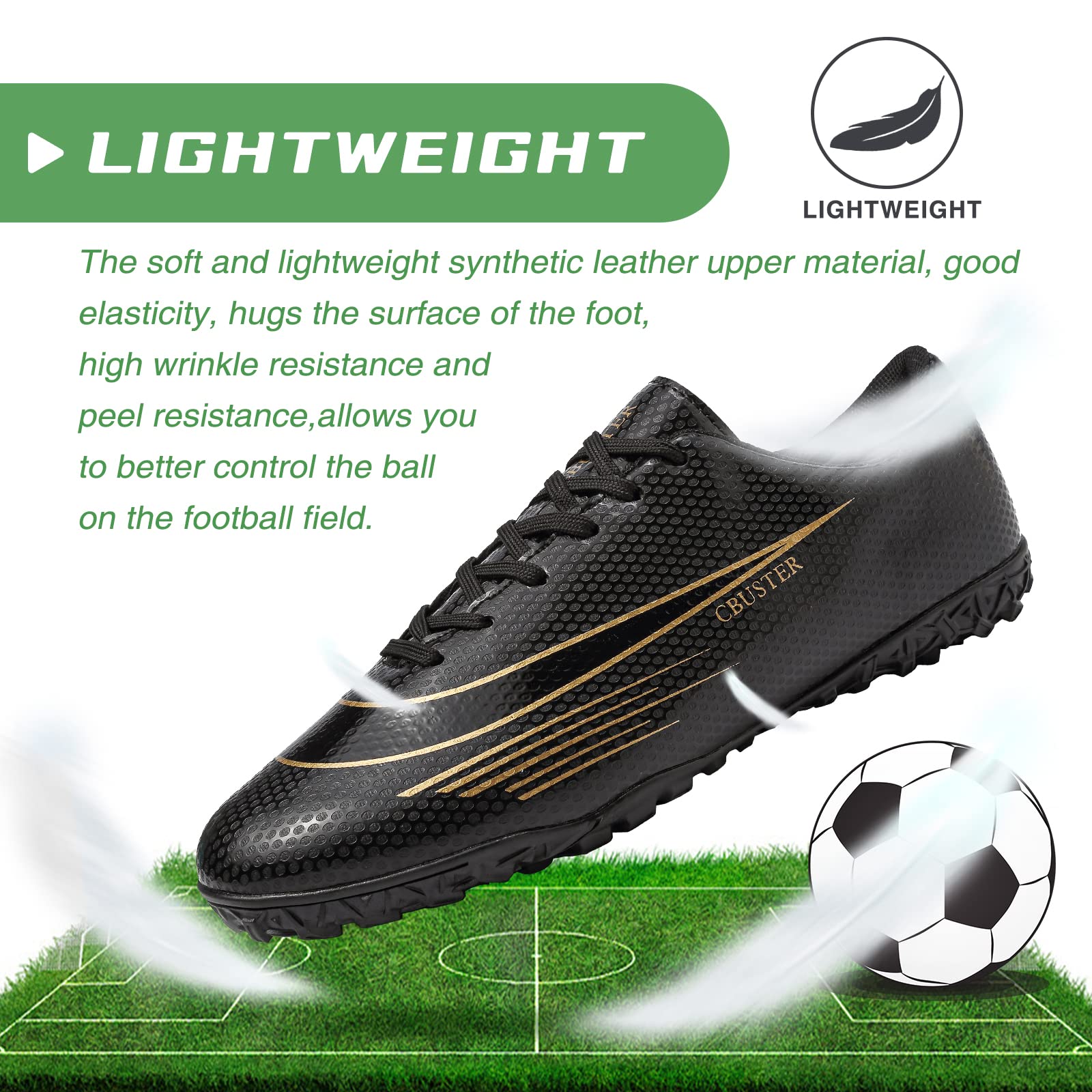 Indoor Soccer Shoes Mens Soccer Cleats Women Turf Soccer Shoes Men Zapatos de Futbol para Hombres Football Cleats Women Tacos de Futbol para Hombre Tacos de Futbol Youth Futsal Shoes TF Black