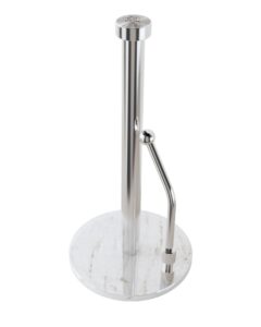 skyway goods - stainless steel paper towel holder, paper towel stand with weighted anti-slip base, sleek kitchen countertop paper towel holder, space-saving paper towel holder, light marble base