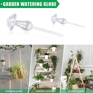 HIMOMO 6 Pcs Iridescent Plant Watering Globes, Colorful Glass Self Watering Globes Iridescent Pearl Plant Watering Bulbs Color Clear Glass Plant Watering Devices for Indoor Outdoor Garden(Mushroom)