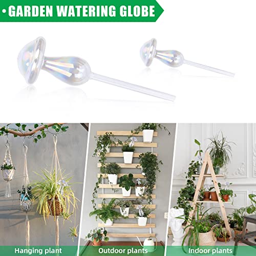 HIMOMO 6 Pcs Iridescent Plant Watering Globes, Colorful Glass Self Watering Globes Iridescent Pearl Plant Watering Bulbs Color Clear Glass Plant Watering Devices for Indoor Outdoor Garden(Mushroom)