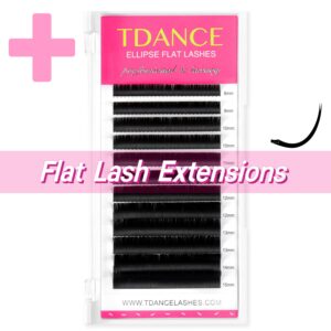 tdance premium d curl 0.03 eyelash extensions mixed 8-15mm + ellipse flat lashes 0.15 cc curl 8-15mm