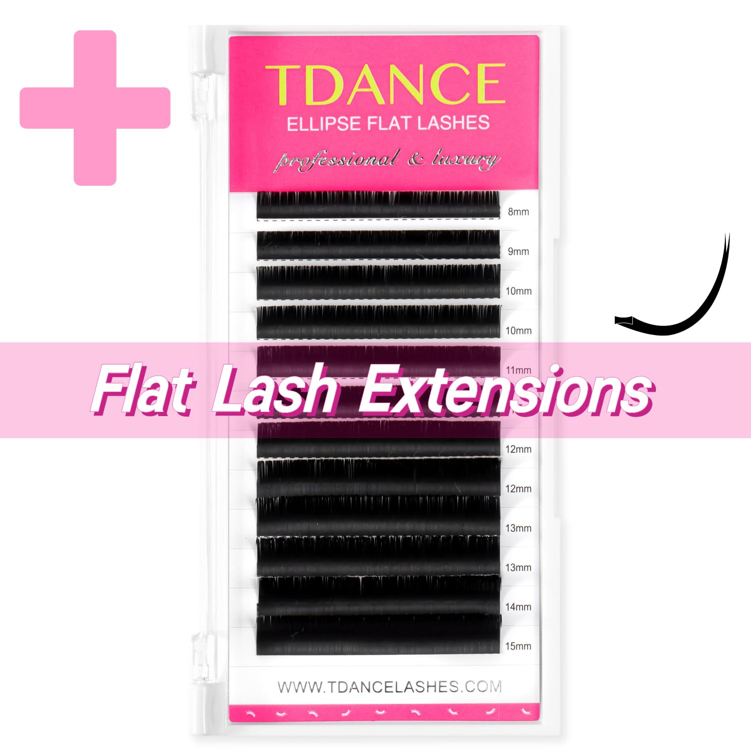 TDANCE Premium D Curl 0.03 Eyelash Extensions Mixed 8-15mm + Ellipse Flat Lashes 0.15 CC Curl 8-15mm