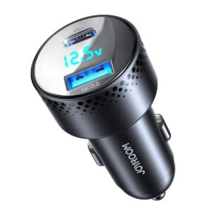 usb c car charger adapter, 53w cigarette lighter usb charger, joyroom type c super fast car charger pd35w & qc3.0 & pps25w led voltage display for iphone 14 13 12, samsung galaxy s22/s21, ipad pro