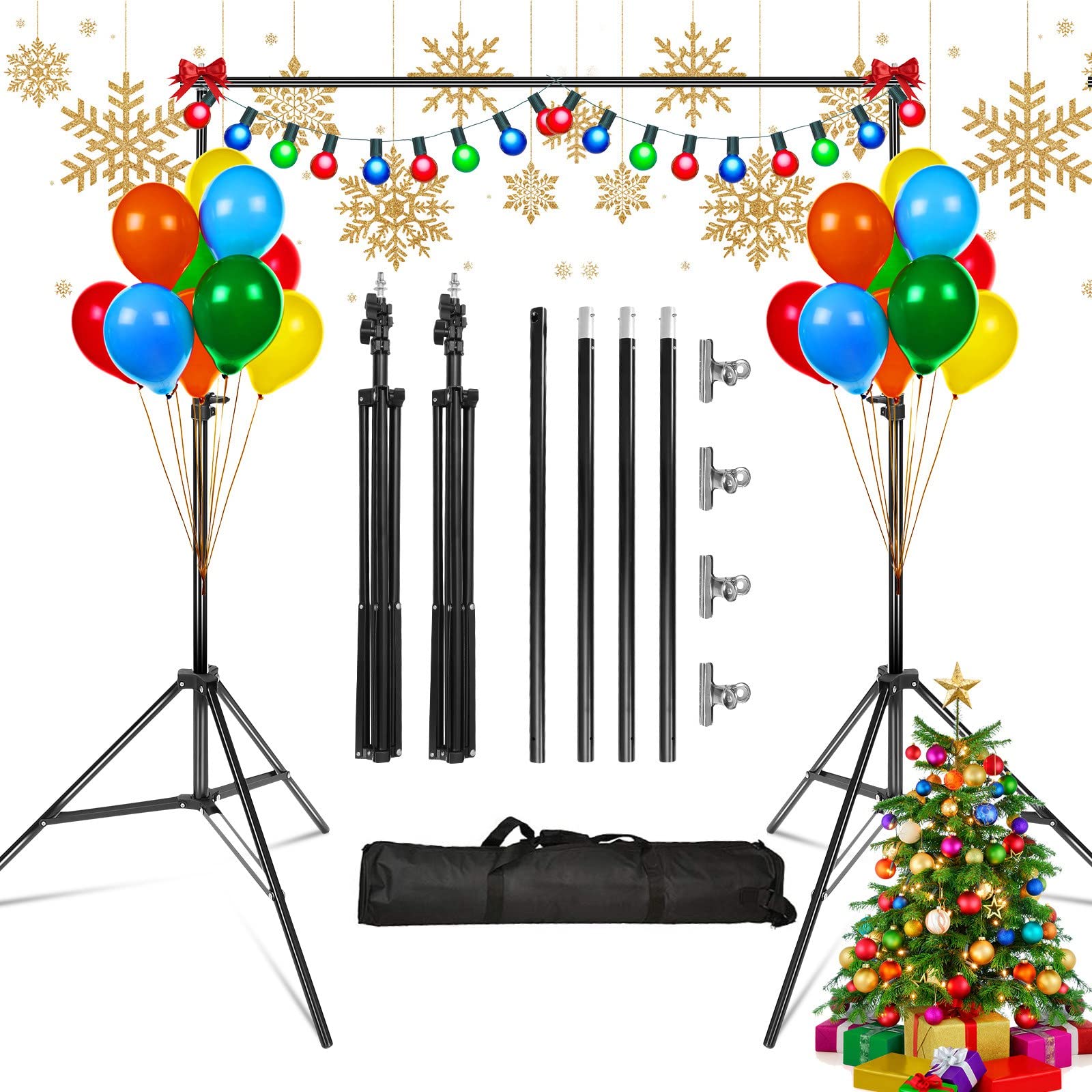 iMounTEK Backdrop Stand for Parties, Photographic Studio Photo Backgrounds 10ft Adjustable Photo Backdrop Stand Kits with a Carrying Bag Photo Backdrop Stand for Photography/Wedding