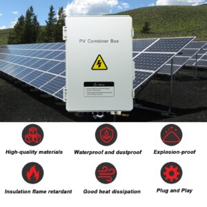 DEEKOOL Upgraded 6 String Solar Combiner Box, PV Combiner Box with 63A Air Circuit Breaker, and IP65 Waterproof for Solar Panel System