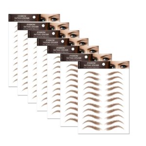 7sheets eyebrow tattoo stickers 4d hair-like waterproof natural fake eyebrow stickers,long lasting eyebrow grooming shaping perfect for women and girls (brown)