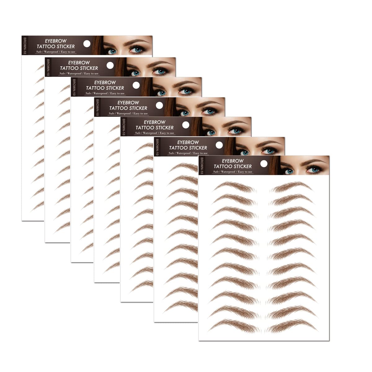 7Sheets Eyebrow Tattoo Stickers 4D Hair-like Waterproof Natural Fake Eyebrow Stickers,Long Lasting Eyebrow Grooming Shaping Perfect for Women and Girls (Brown)