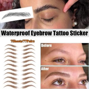 7Sheets Eyebrow Tattoo Stickers 4D Hair-like Waterproof Natural Fake Eyebrow Stickers,Long Lasting Eyebrow Grooming Shaping Perfect for Women and Girls (Brown)