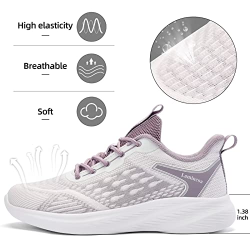 Lamincoa Womens Lightweight Walking Shoes Running Sneaker for Women Tennis Athelic Purple