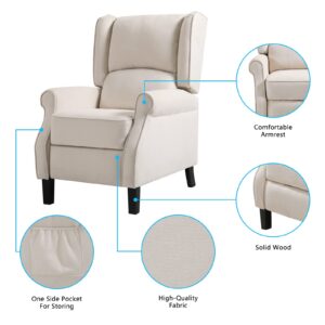 WARM HARBOR Fabric Wingback Recliner Chair for Living Room,Tufted Reading Chairs for Adults with Heat and Massage,Lazy Boy Recliners Chairs for Small Space,Lounge Chair(Beige)